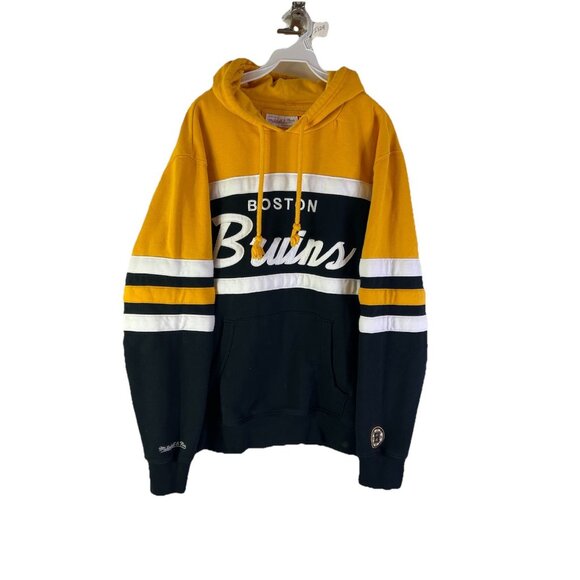 Mitchell & Ness Boston Bruins Color Block Hooded Sweatshirt Hoodie - Picture 1 of 7